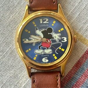 Vintage Lorus Mickey Mouse Watch 28mm Gold Tone